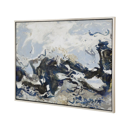 36 x 47 Framed Handpainted Wall Art, Rectangular Multicolor Cerulean Seas