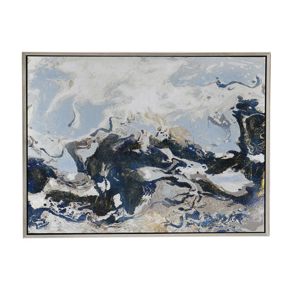36 x 47 Framed Handpainted Wall Art, Rectangular Multicolor Cerulean Seas