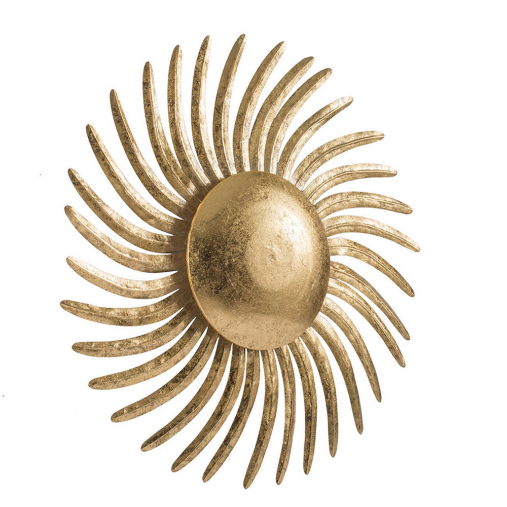 32 Inch Sunburst Wall Art Decor, Large Spiral Shape Iron Frame, Gold Finish