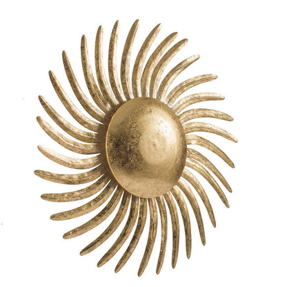 32 Inch Sunburst Wall Art Decor, Large Spiral Shape Iron Frame, Gold Finish