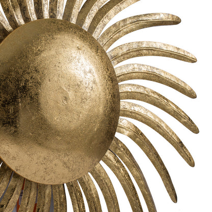 32 Inch Sunburst Wall Art Decor, Large Spiral Shape Iron Frame, Gold Finish
