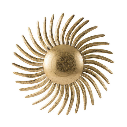 32 Inch Sunburst Wall Art Decor, Large Spiral Shape Iron Frame, Gold Finish