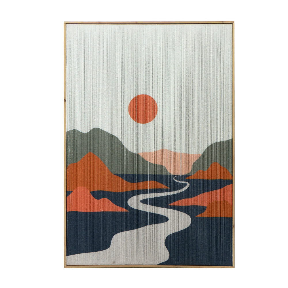 27 x 38 Wall Art Set of 2, Day and Night Design, Fir Wood, Orange, Gray