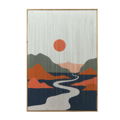 27 x 38 Wall Art Set of 2, Day and Night Design, Fir Wood, Orange, Gray