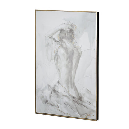 Tia 33 x 49 Hanging Wall Art Portrait Set of 2, Gray Feminine Figure Sketch