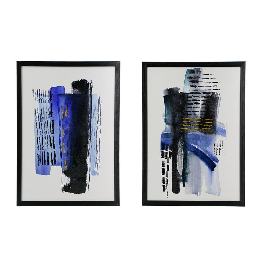 20 x 28 Abstract Wall Art Print Set of 2, Wood and Canvas, Abstract Blue