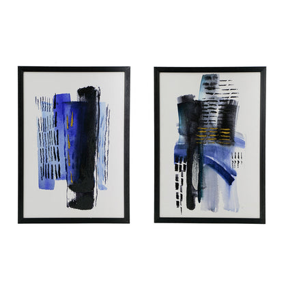 20 x 28 Abstract Wall Art Print Set of 2, Wood and Canvas, Abstract Blue