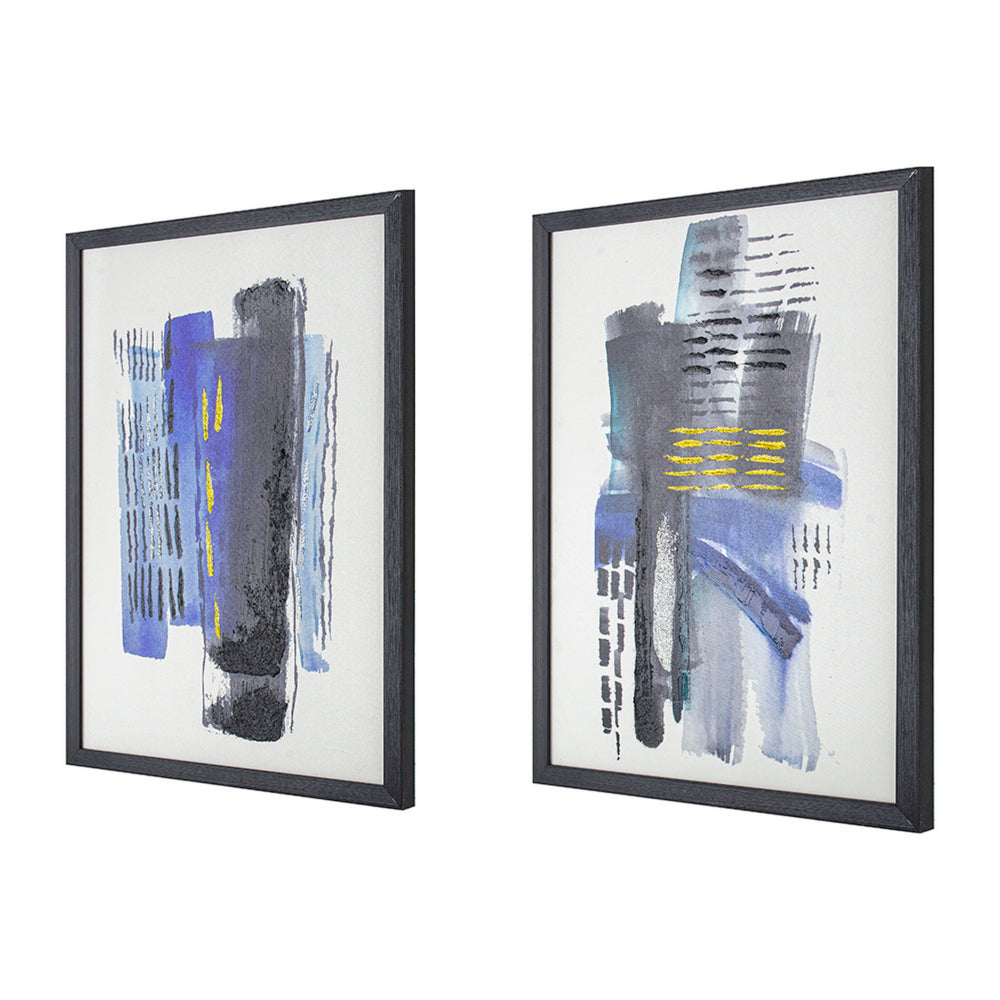 20 x 28 Abstract Wall Art Print Set of 2, Wood and Canvas, Abstract Blue