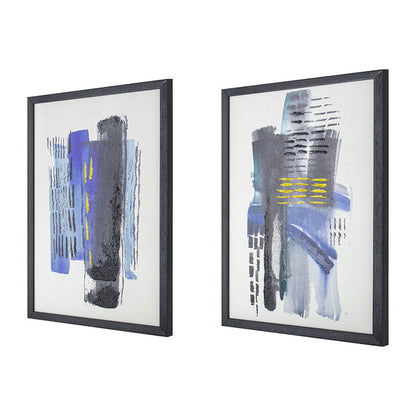 20 x 28 Abstract Wall Art Print Set of 2, Wood and Canvas, Abstract Blue
