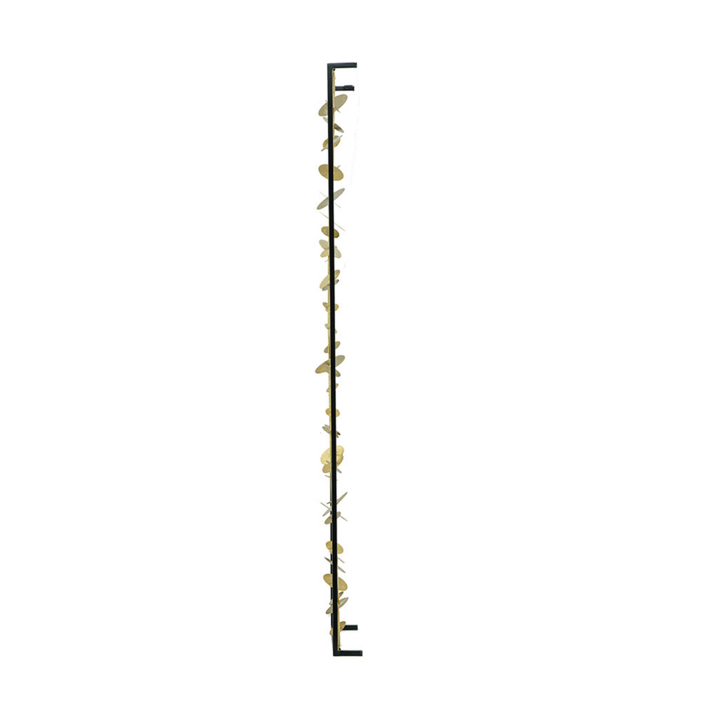 Metal Decorative Wall Art Set of 3, Strings Design, Gold and Black Iron