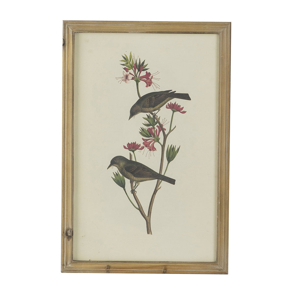 16 x 24 Bird Framed Wall Art Print Set of 4, Wood, Vintage Gray and White