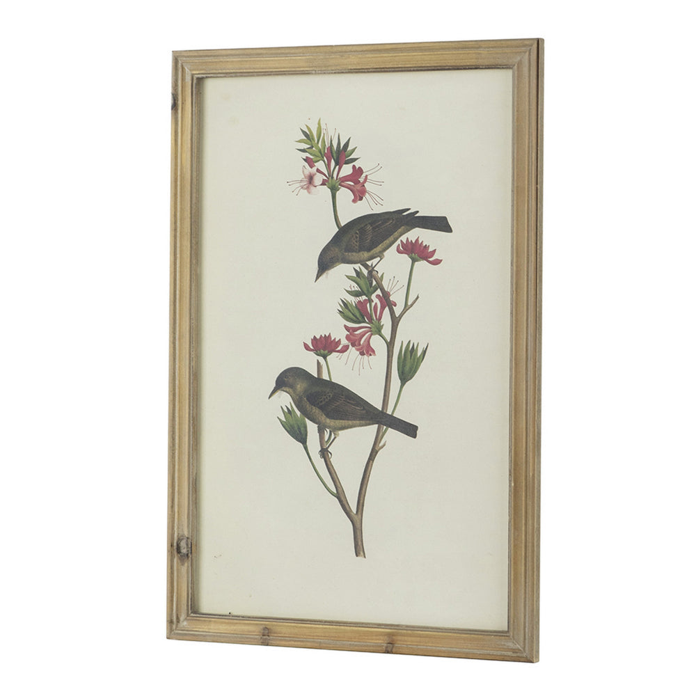 16 x 24 Bird Framed Wall Art Print Set of 4, Wood, Vintage Gray and White