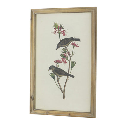 16 x 24 Bird Framed Wall Art Print Set of 4, Wood, Vintage Gray and White