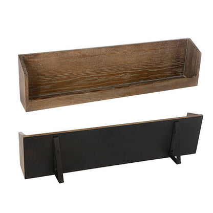 36 Inch Wine Rack Display Shelf Set of 2, Rectangular, Brown Wood, Black