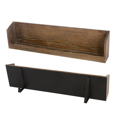 36 Inch Wine Rack Display Shelf Set of 2, Rectangular, Brown Wood, Black