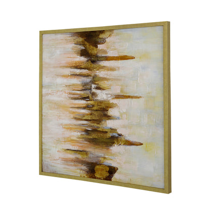 39 x 39 Abstract Wall Art, Haindpainted Decor, Brown Canvas Painting
