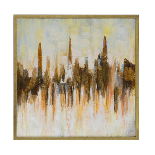 39 x 39 Abstract Wall Art, Haindpainted Decor, Brown Canvas Painting