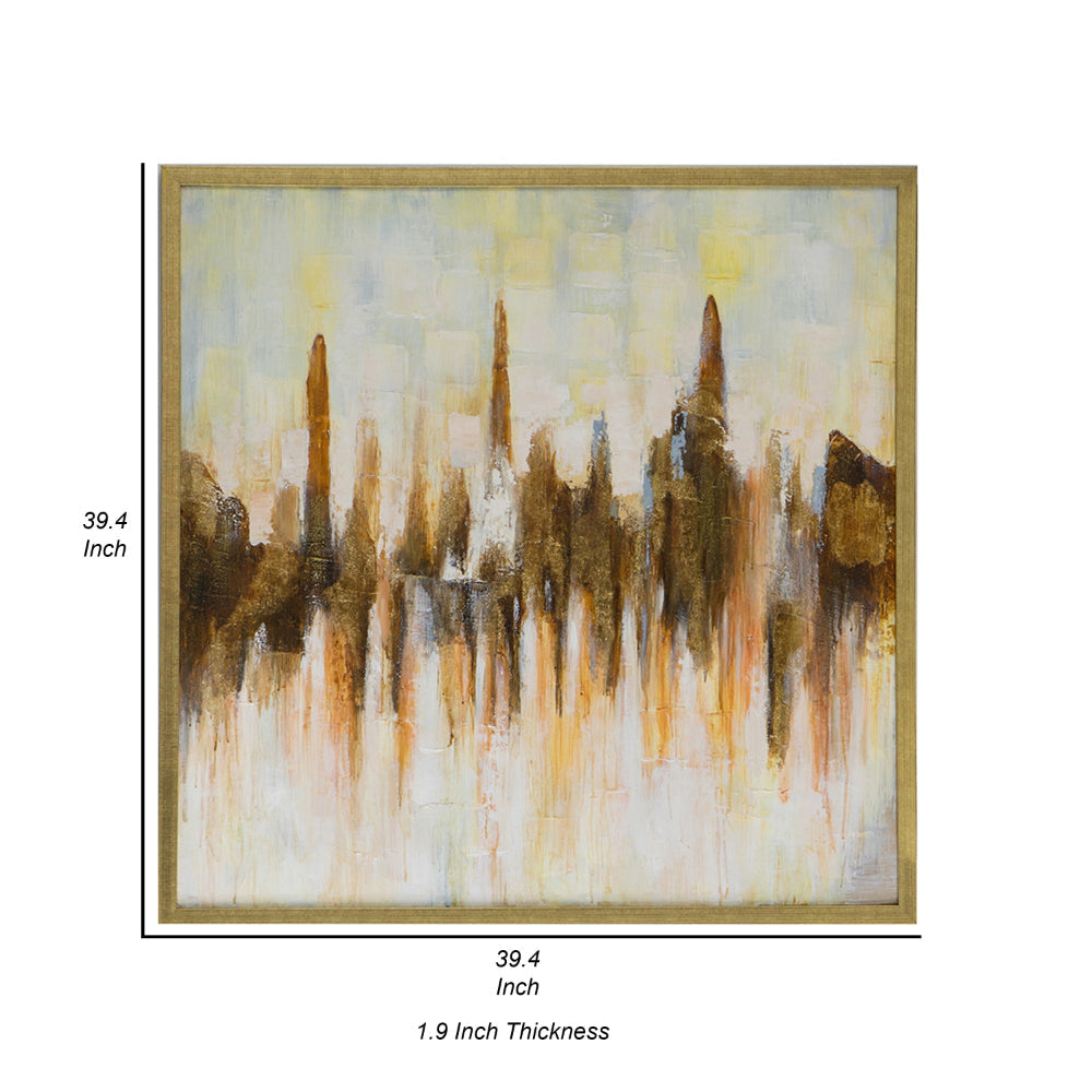39 x 39 Abstract Wall Art, Haindpainted Decor, Brown Canvas Painting