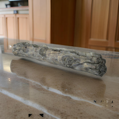 28 Inch Wall Shelf, Tree Trunk Design Home Decor, Gray Polyresin Finish