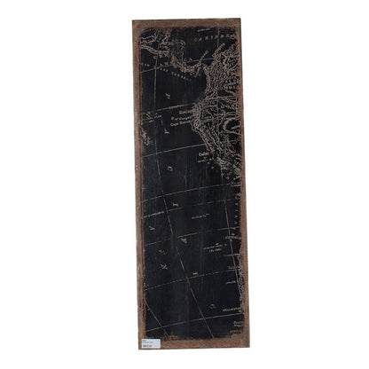 12x35 Inch 3 Piece Wall Art Panel, Continental South America Design, Black