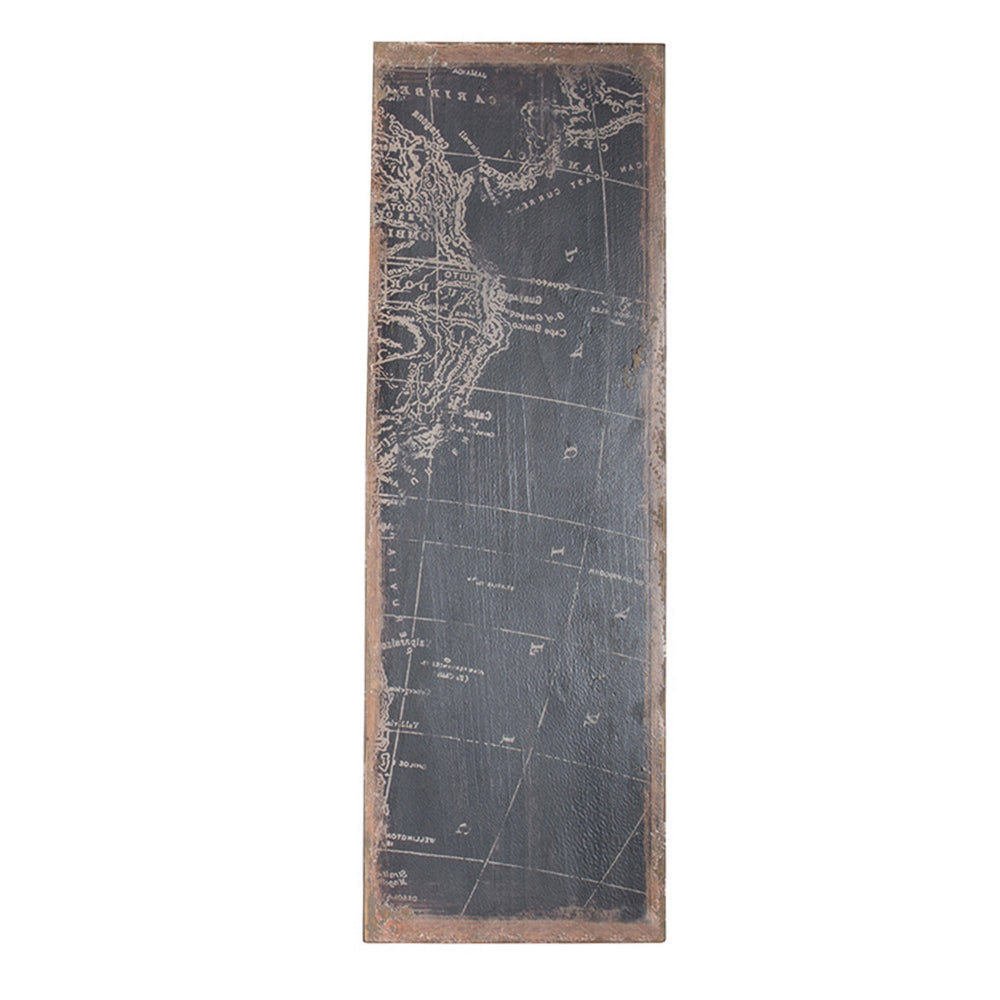 12x35 Inch 3 Piece Wall Art Panel, Continental South America Design, Black