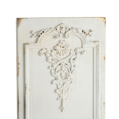 16 x 36 Large Wall Art Decor Panel Set of 2, Carved Gold Border White Resin