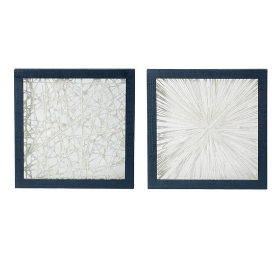 15 x 15 Botanical Wall Art Decor, Blue White Floral Canvas by Casagear Home