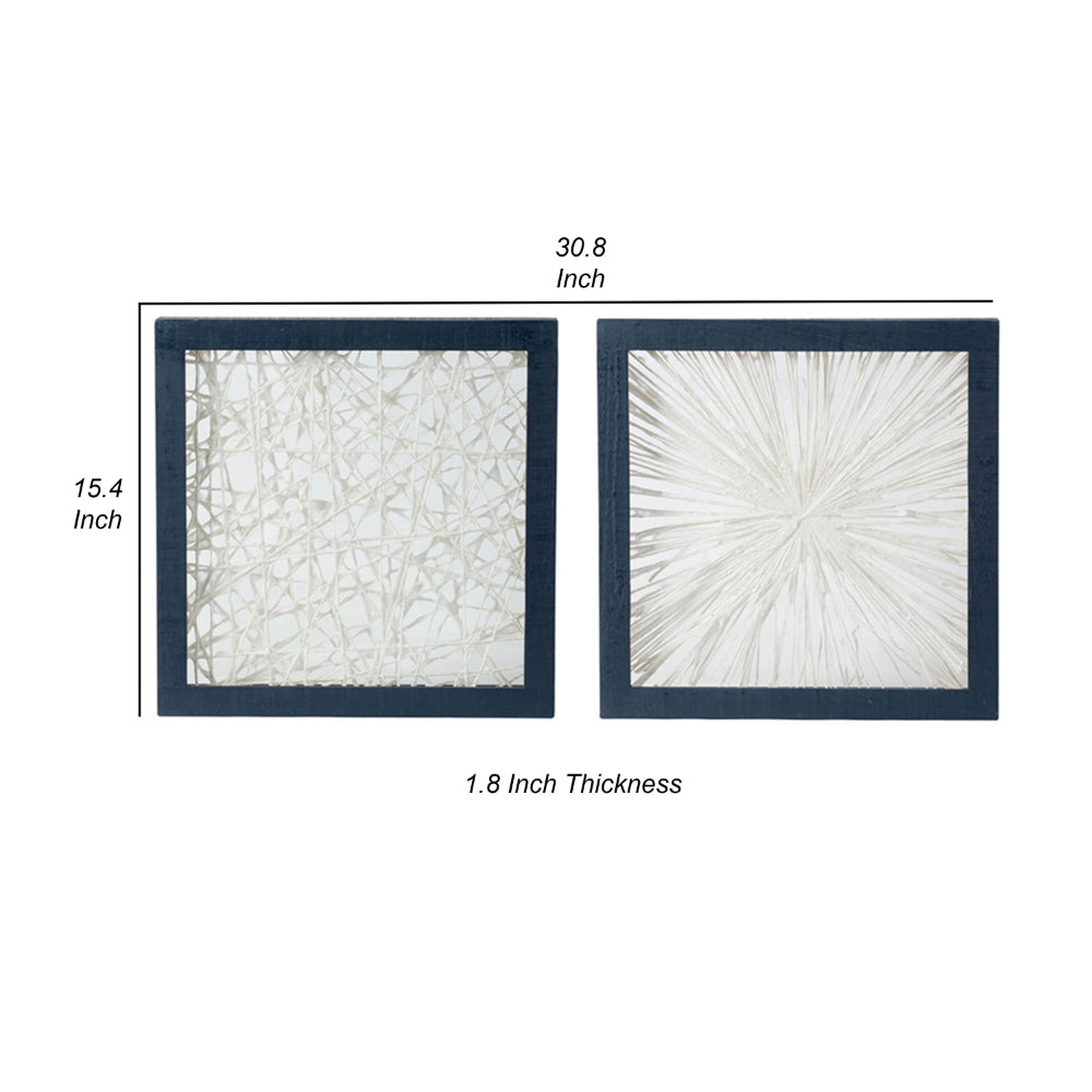 15 x 15 Botanical Wall Art Decor, Blue White Floral Canvas by Casagear Home
