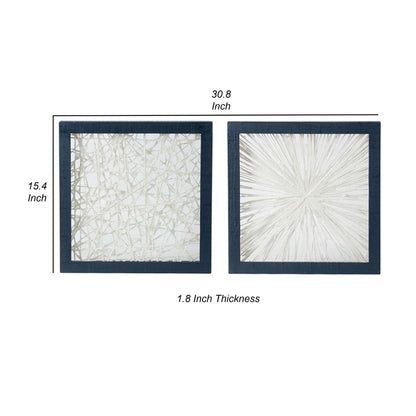 15 x 15 Botanical Wall Art Decor, Blue White Floral Canvas by Casagear Home