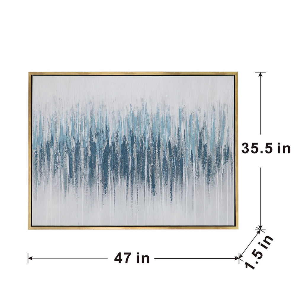Dimy 35 x 47 Wall Art, Abstract Oil Painting, Landscape Fissure, White Blue