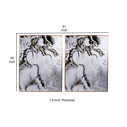 30 x 40 Set of 2 Wall Panels, Home Decor, White Black Marble Design