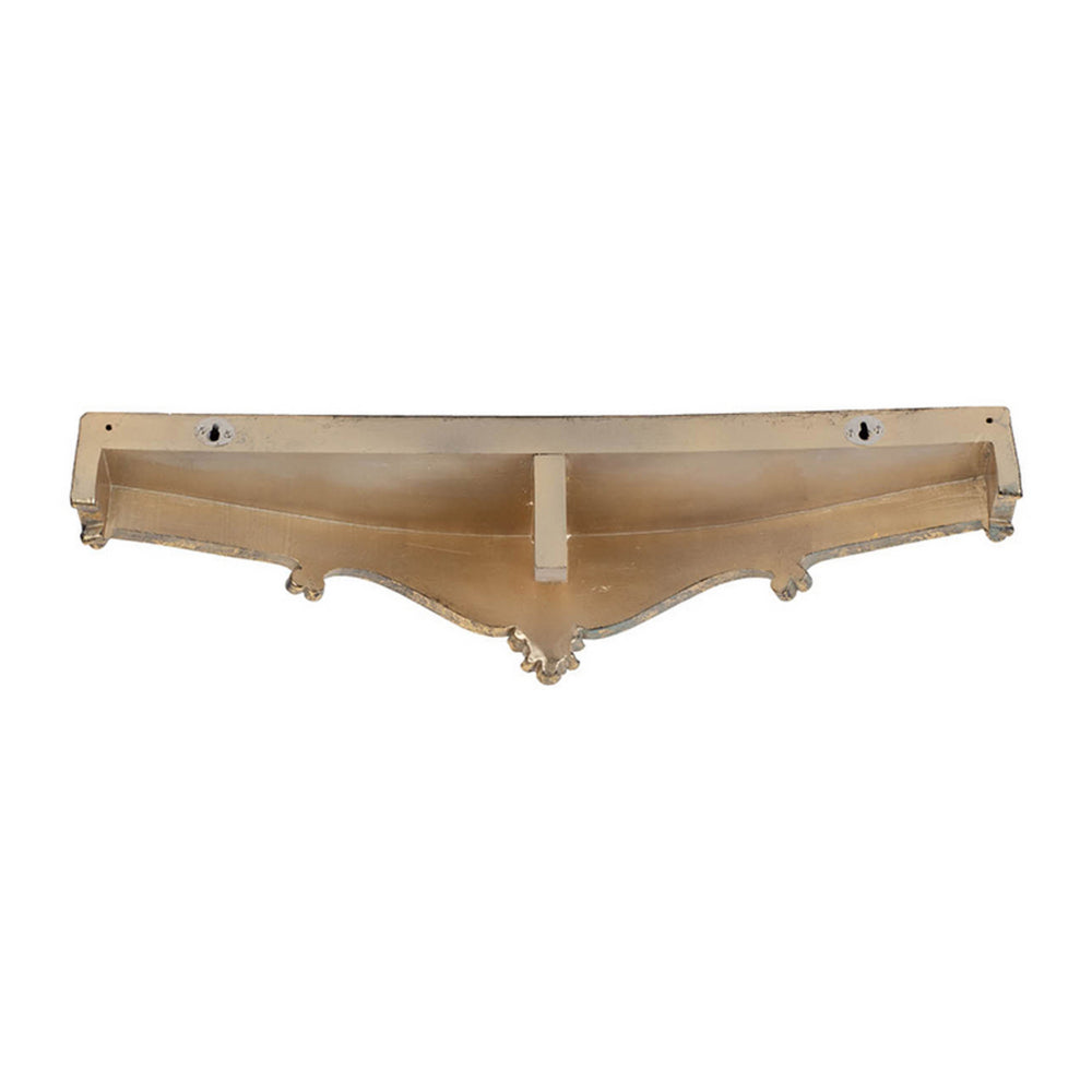 Riry 23 Inch Wall Plaque Shelf, Dotted Texture, Metal, Gold Resin Finish