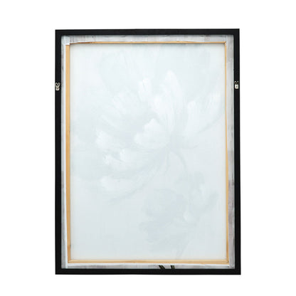 Ayn 24 x 32 Floral Wall Art, Handpainted, Blue, Green, Gray, Wood Frame