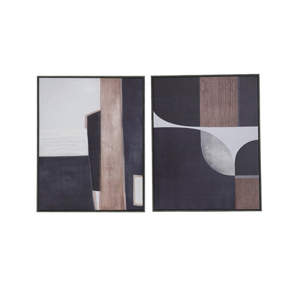 Kni 23 x 28 Set of 2 Gesso Wall Art Prints, Abstract, Black Blue, Wood