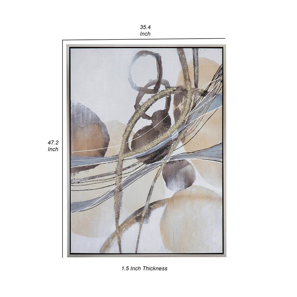 Bny 35 x 47 Abstract Wall Art Print, Watercolor Oil Painting, Brown, Silver