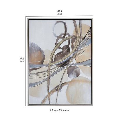 Bny 35 x 47 Abstract Wall Art Print, Watercolor Oil Painting, Brown, Silver