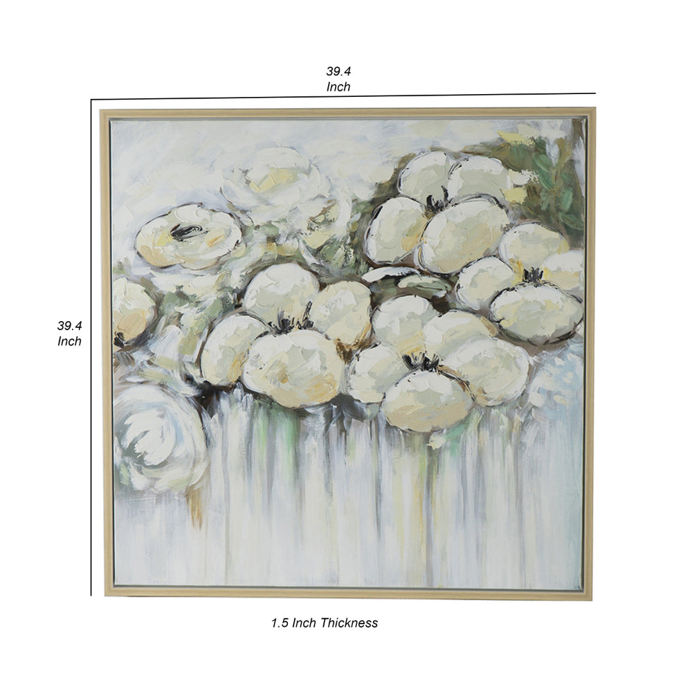 Rioni 39 x 39 Floral Wall Art Print, Handpainted Abstract Oil Painting