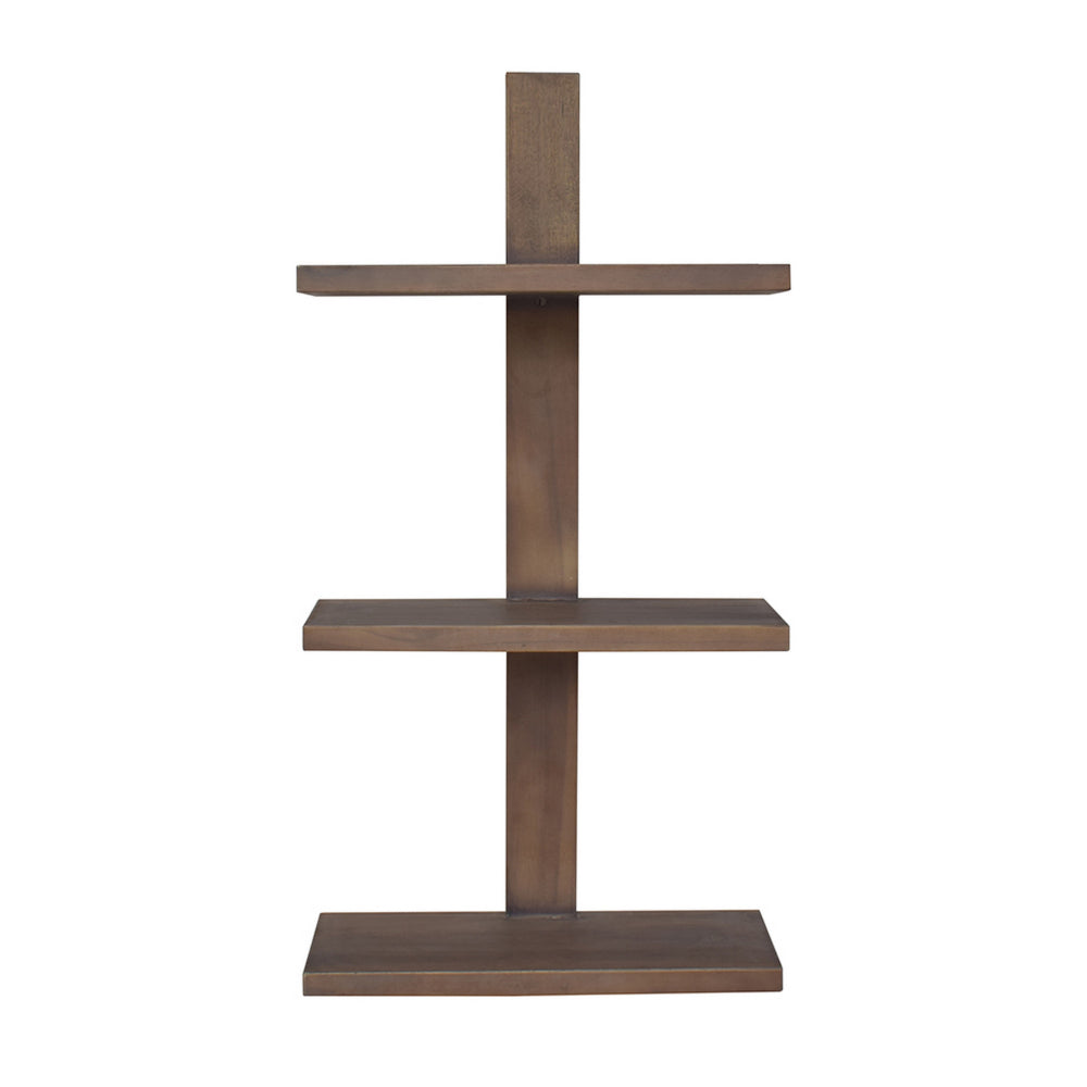 Firy 37 Inch Set of 2 Hanging Shelves, 3 Tiers, Natural Waru Wood Finish