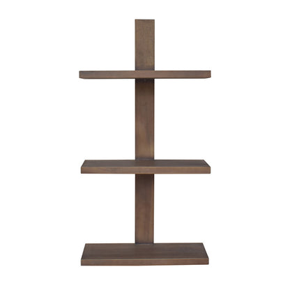 Firy 37 Inch Set of 2 Hanging Shelves, 3 Tiers, Natural Waru Wood Finish