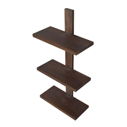 Firy 37 Inch Set of 2 Hanging Shelves, 3 Tiers, Natural Waru Wood Finish