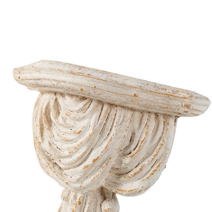 Siry 14 Inch Antique Wall Shelf Plaque, Vintage Carved, White Magnesium