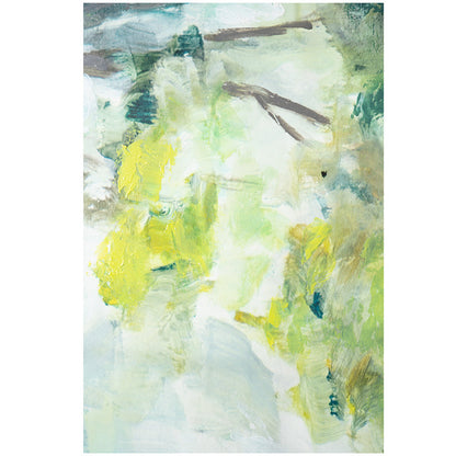 35 x 47 Framed Wall Art, Forest Watercolor Landscape, Modern Green, White
