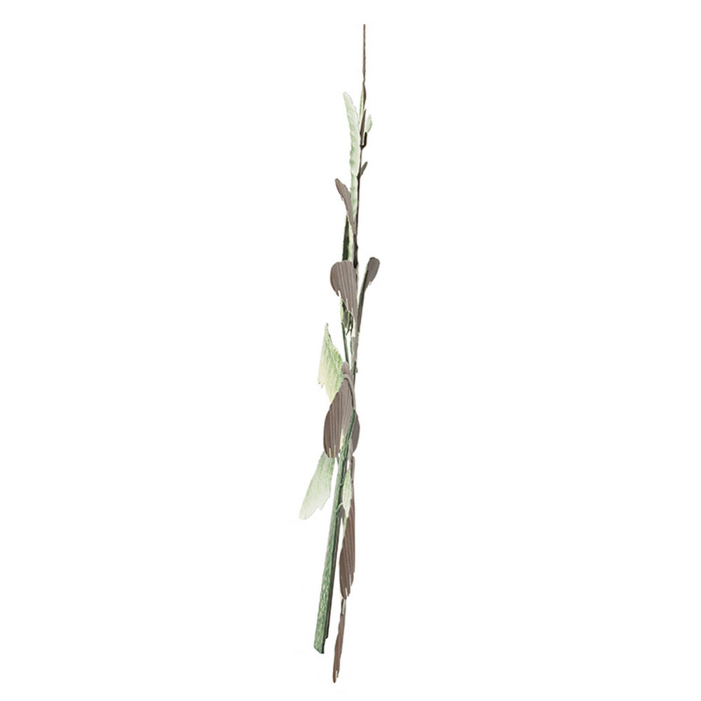 32 Inch Metal Banana Leaf 3D Wall Decoration, Green and White Tones