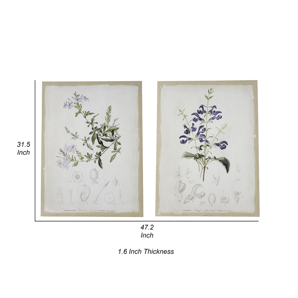 24 x 32 Set of 2 Framed Wall Art Prints, Floral, Modern White and Black