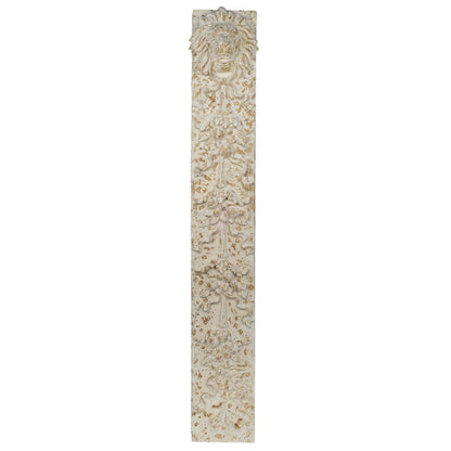 84 Inch Tall Lion Sculptural Wall Decor, Gold Accents, Antique White Finish