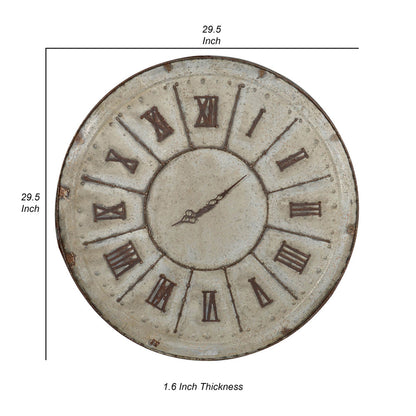 Vas 30 Inch Round Clock, Classic Vintage Style, Matted Bronze Tin Tone