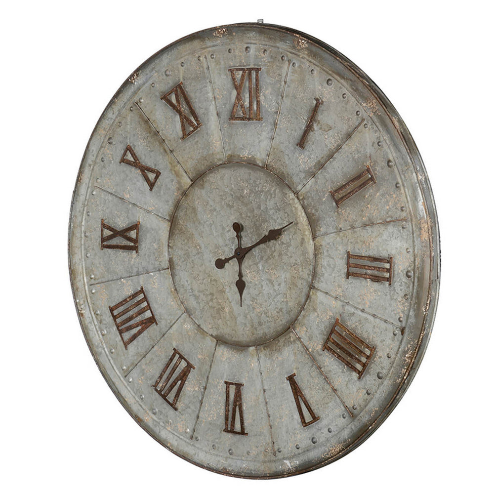 Vas 39 Inch Round Clock, Oversized Vintage Style, Matted Bronze Tin Tone