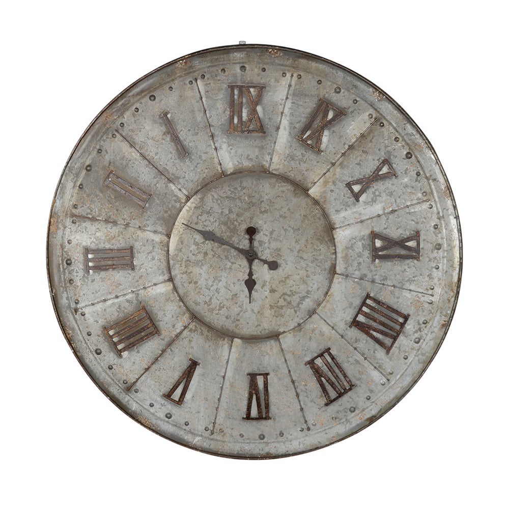 Vas 39 Inch Round Clock, Oversized Vintage Style, Matted Bronze Tin Tone