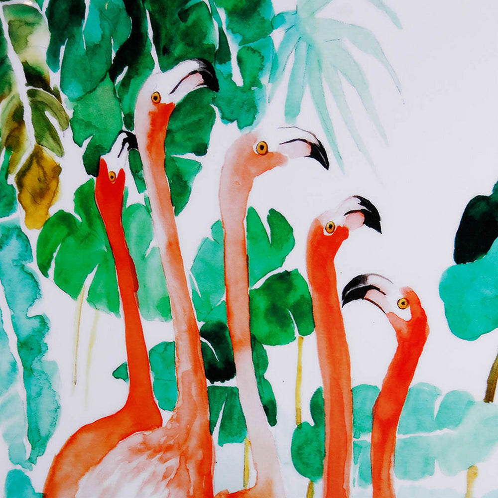 32 x 48 Set of 2 Framed Wall Art, Botanical Flamingo Print, Green, White
