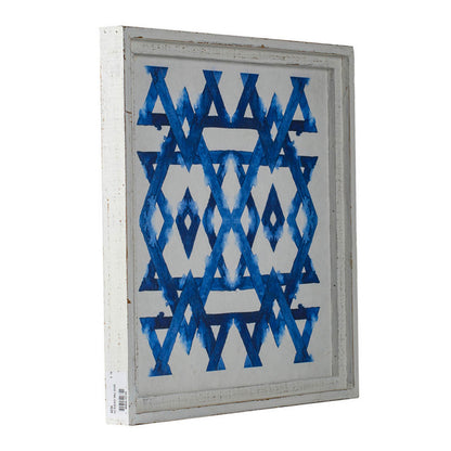17 x 17 Set of 2 Framed Wall Art, Geometric Print, Modern, White, Blue